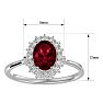 Garnet Ring: Garnet Jewelry: 1 3/4 Carat Oval Shape Garnet and Halo Diamond Ring In 14 Karat White Gold Image-5