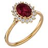 Garnet Ring: Garnet Jewelry: 1 3/4 Carat Oval Shape Garnet and Halo Diamond Ring In 14 Karat Yellow Gold Image-2