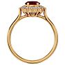 Garnet Ring: Garnet Jewelry: 1 3/4 Carat Oval Shape Garnet and Halo Diamond Ring In 14 Karat Yellow Gold Image-3