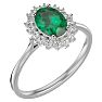1.40 Carat Oval Shape Emerald and Halo Diamond Ring In 14 Karat White Gold Image-2