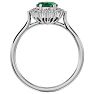 1.40 Carat Oval Shape Emerald and Halo Diamond Ring In 14 Karat White Gold Image-3