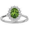 1.60 Carat Oval Shape Peridot and Halo Diamond Ring In 14 Karat White Gold Image-1