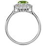1.60 Carat Oval Shape Peridot and Halo Diamond Ring In 14 Karat White Gold Image-3