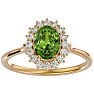 1.60 Carat Oval Shape Peridot and Halo Diamond Ring In 14 Karat Yellow Gold Image-1