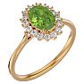 1.60 Carat Oval Shape Peridot and Halo Diamond Ring In 14 Karat Yellow Gold Image-2