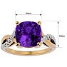 4 Carat Cushion Cut Amethyst and Diamond Ring in 10k Yellow Gold Image-5