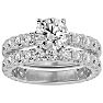 Moissanite Engagement Ring; 3 1/2 Carat Round Moissanite Bridal Set In 14 Karat White Gold Image-1