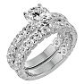 Moissanite Engagement Ring; 3 1/2 Carat Round Moissanite Bridal Set In 14 Karat White Gold Image-2