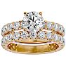 Moissanite Engagement Ring; 3 1/2 Carat Round Moissanite Bridal Set In 14 Karat Yellow Gold Image-1
