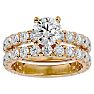 Moissanite Engagement Ring; 4 Carat Round Moissanite Bridal Set In 14 Karat Yellow Gold Image-1