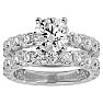 Moissanite Engagement Ring; 5 Carat Round Moissanite Bridal Set In 14 Karat White Gold Image-1