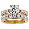 Moissanite Engagement Ring; 5 Carat Round Moissanite Bridal Set In 14 Karat Yellow Gold Image-1