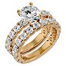 Moissanite Engagement Ring; 5 Carat Round Moissanite Bridal Set In 14 Karat Yellow Gold Image-2