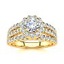 1 1/2 Carat Round Halo Diamond Engagement Ring in 14 Karat Yellow Gold Image-1