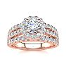 1 1/2 Carat Round Halo Diamond Engagement Ring in 14 Karat Rose Gold Image-1