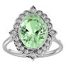 1 1/4 Carat Oval Shape Green Amethyst and Halo Diamond Ring In 14 Karat White Gold Image-1