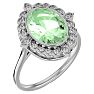 1 1/4 Carat Oval Shape Green Amethyst and Halo Diamond Ring In 14 Karat White Gold Image-2