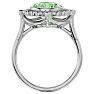 1 1/4 Carat Oval Shape Green Amethyst and Halo Diamond Ring In 14 Karat White Gold Image-3