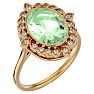1 1/4 Carat Oval Shape Green Amethyst and Halo Diamond Ring In 14 Karat Yellow Gold Image-2