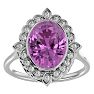 Pink Gemstones 1 3/4 Carat Oval Shape Pink Topaz and Halo Diamond Ring In 14 Karat White Gold Image-1