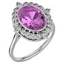Pink Gemstones 1 3/4 Carat Oval Shape Pink Topaz and Halo Diamond Ring In 14 Karat White Gold Image-2