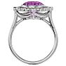 Pink Gemstones 1 3/4 Carat Oval Shape Pink Topaz and Halo Diamond Ring In 14 Karat White Gold Image-3