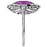 Pink Gemstones 1 3/4 Carat Oval Shape Pink Topaz and Halo Diamond Ring In 14 Karat White Gold Image-4
