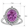 Pink Gemstones 1 3/4 Carat Oval Shape Pink Topaz and Halo Diamond Ring In 14 Karat White Gold Image-5