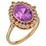 Pink Gemstones 1 3/4 Carat Oval Shape Pink Topaz and Halo Diamond Ring In 14 Karat Yellow Gold Image-2