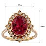 Garnet Ring: Garnet Jewelry: 1 3/4 Carat Oval Shape Garnet and Halo Diamond Ring In 14 Karat Yellow Gold Image-5