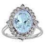 Aquamarine Ring: Aquamarine Jewelry: 1 1/3 Carat Oval Shape Aquamarine and Halo Diamond Ring In 14 Karat White Gold Image-1