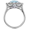 Aquamarine Ring: Aquamarine Jewelry: 1 1/3 Carat Oval Shape Aquamarine and Halo Diamond Ring In 14 Karat White Gold Image-3
