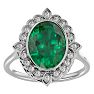 1 1/3 Carat Oval Shape Emerald and Halo Diamond Ring In 14 Karat White Gold Image-1