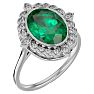 1 1/3 Carat Oval Shape Emerald and Halo Diamond Ring In 14 Karat White Gold Image-2