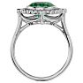 1 1/3 Carat Oval Shape Emerald and Halo Diamond Ring In 14 Karat White Gold Image-3