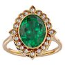 1 1/3 Carat Oval Shape Emerald and Halo Diamond Ring In 14 Karat Yellow Gold Image-1
