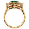 1 1/3 Carat Oval Shape Emerald and Halo Diamond Ring In 14 Karat Yellow Gold Image-3