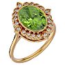 1 1/2 Carat Oval Shape Peridot and Halo Diamond Ring In 14 Karat Yellow Gold Image-2