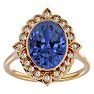 1 1/2 Carat Oval Shape Tanzanite and Halo Diamond Ring In 14 Karat Yellow Gold Image-1