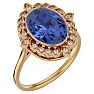 1 1/2 Carat Oval Shape Tanzanite and Halo Diamond Ring In 14 Karat Yellow Gold Image-2
