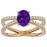 1 1/3 Carat Oval Shape Amethyst and Diamond Ring In 14 Karat Yellow Gold Image-1