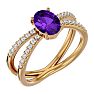 1 1/3 Carat Oval Shape Amethyst and Diamond Ring In 14 Karat Yellow Gold Image-2