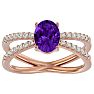 1 1/3 Carat Oval Shape Amethyst and Diamond Ring In 14 Karat Rose Gold Image-1