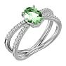 1 1/3 Carat Oval Shape Green Amethyst and Diamond Ring In 14 Karat White Gold Image-2