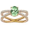 1 1/3 Carat Oval Shape Green Amethyst and Diamond Ring In 14 Karat Yellow Gold Image-1