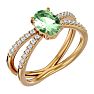 1 1/3 Carat Oval Shape Green Amethyst and Diamond Ring In 14 Karat Yellow Gold Image-2