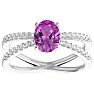 Pink Gemstones 1 3/4 Carat Oval Shape Pink Topaz and Diamond Ring In 14 Karat Yellow Gold Image-1