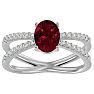 Garnet Ring: Garnet Jewelry: 1 3/4 Carat Oval Shape Garnet and Diamond Ring In 14 Karat White Gold Image-1