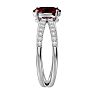Garnet Ring: Garnet Jewelry: 1 3/4 Carat Oval Shape Garnet and Diamond Ring In 14 Karat White Gold Image-4
