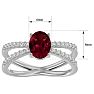 Garnet Ring: Garnet Jewelry: 1 3/4 Carat Oval Shape Garnet and Diamond Ring In 14 Karat White Gold Image-5